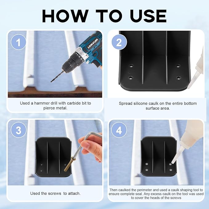 Taiyin 25 Pack Large Snow Guards for Metal Roofs 4 x 3 x 3 Inch Jumbo Ice Guard Snow Block Stops for Prevent Sliding, Without Screws or Adhesive (Black)