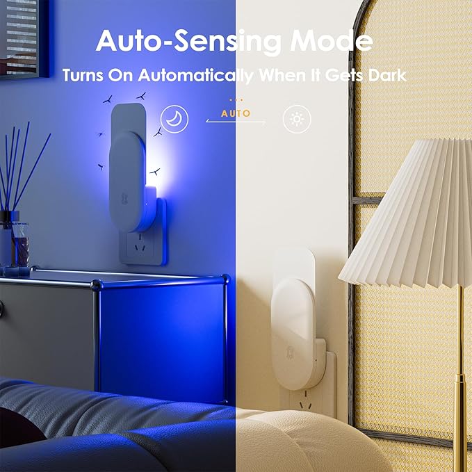 Flying Insect Trap, 2 in 1 Indoor Plug-in Fruit Fly Trap, 1 Trap White and 6 Glue Cards, Fruit Fly Traps for Gnat, Moth, Mosquito, Suitable for Every Part of The Home