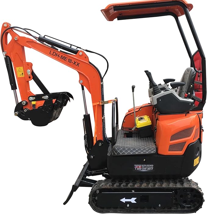2000lbs Mini Excavator Small Excavator with Backhoe Thumb for Garden, Farm, Park, Road Micro Trench Digger Crawler, Gasoline EPA