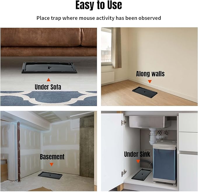 POPTRAP Rat Trap Heavy Duty & Large - 6 Pack, Super Sticky Mouse Trap with Ultra-Strong Glue, Mouse Glue Trap with Scent of Peanut Butter for Indoor & Outdoor, Non-Toxic & Long-Lasting