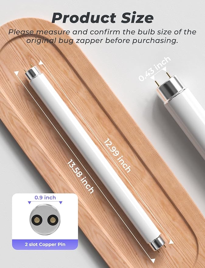 YISSVIC Replacement Bulb T8F10W BL 10W for Bug Zapper Outdoor Indoor Compatible for 20W Bug Zapper, 13 Inch 365-nm Black Light (Replacement Bulb T8)