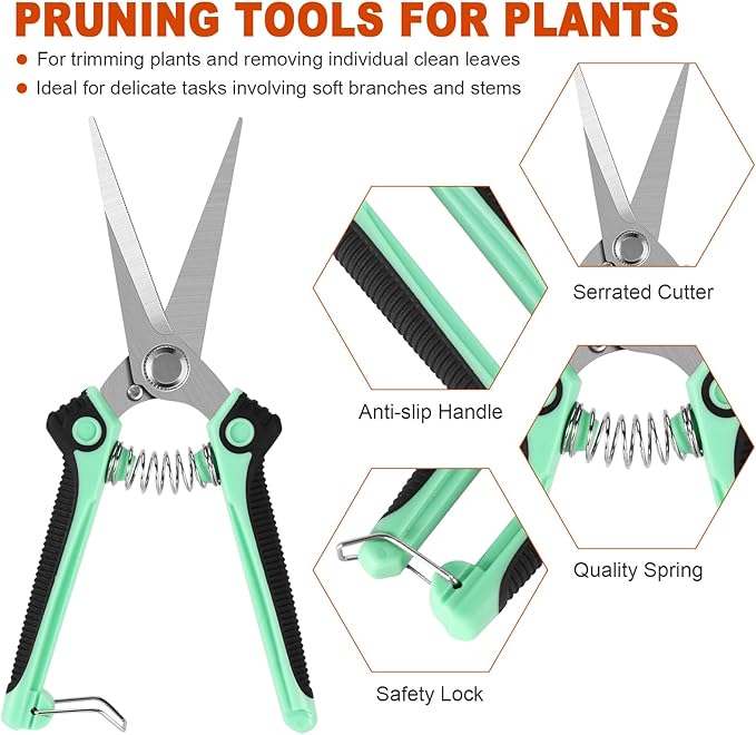 4 Pack Garden Shears Scissors,Pruning Shears, pruning shears for gardening Stainless Steel Blades, Gardening Clippers Hand Pruner With a Gardening Gloves((Red Yellow Blue Orange)