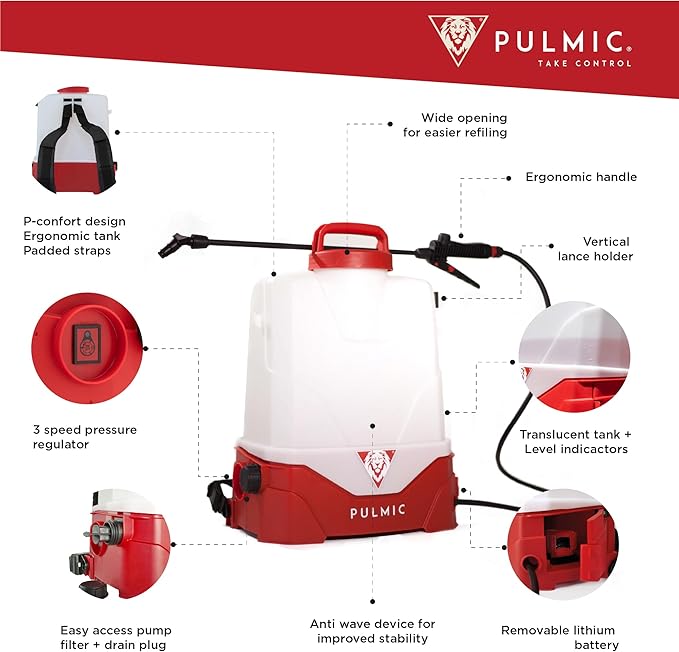 Electric Backpack Sprayer 4 Gallon Battery Powered Sprayer for Lawn, Garden & Farm – Adjustable Pressure, High-Performance Sprayer Pump, Lithium Battery, Multi-Nozzle Kit Included, 7-Hour Autonomy