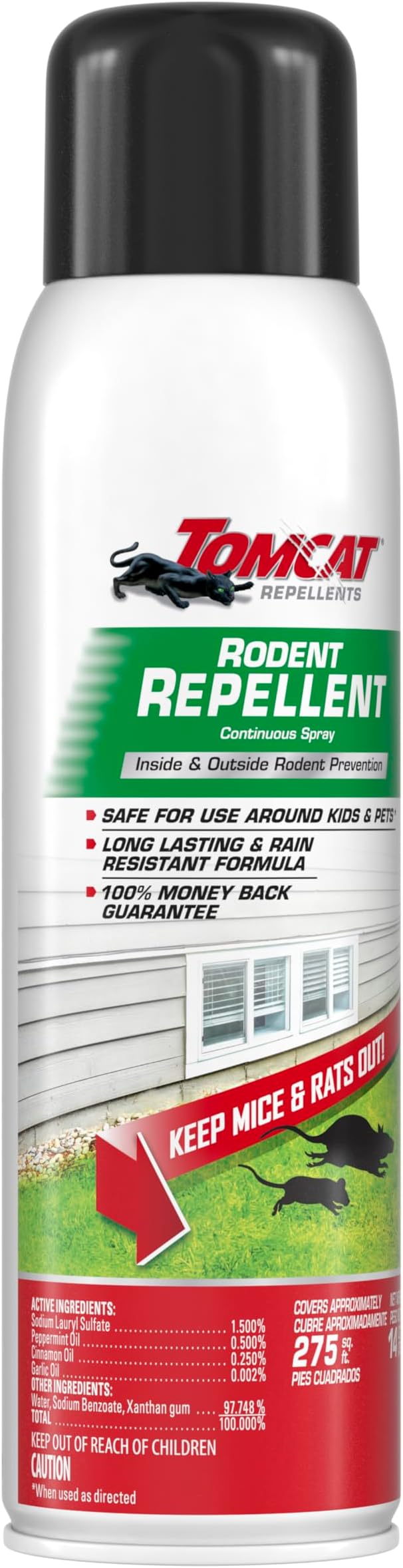 Tomcat Rodent Repellent for Indoor and Outdoor Mouse and Rat Prevention, Continuous Spray, 14 oz.