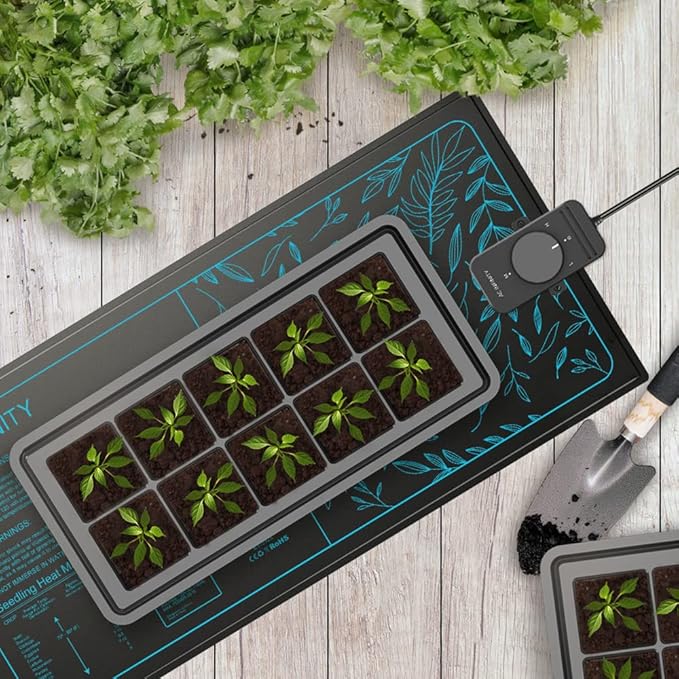 AC Infinity SUNCORE S3, Waterproof Seedling Mat with Heat Controller 10" x 20.75", UL & MET Certified Heating Pad, for Indoor Gardening, Hydroponics, Germination, Cloning