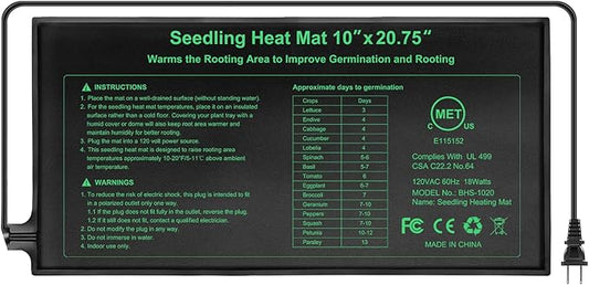 Seedling Heat Mat Hydroponic Plants Heating Pad, Seed Starting Greenhouse and Germination, Waterproof Durable Heating Pad for Indoor Home Gardening Seed Starter(10“x20.75”)