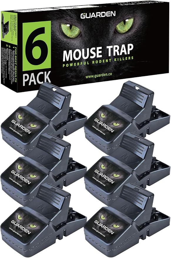 Mouse Traps Indoor (6 Pack) Catch Rats, Mice, and Voles Fast with These Simple to Bait, Safe to Set, Non Electric Rat Trap for Home, Yard, and Barn (Six Mouse Traps)