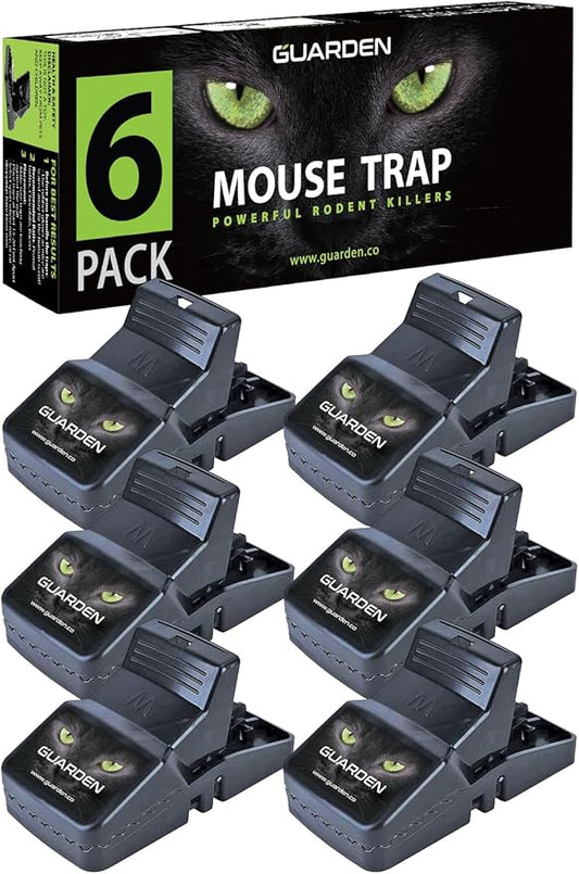 Mouse Traps Indoor (6 Pack) Catch Rats, Mice, and Voles Fast with These Simple to Bait, Safe to Set, Non Electric Rat Trap for Home, Yard, and Barn (Six Mouse Traps)