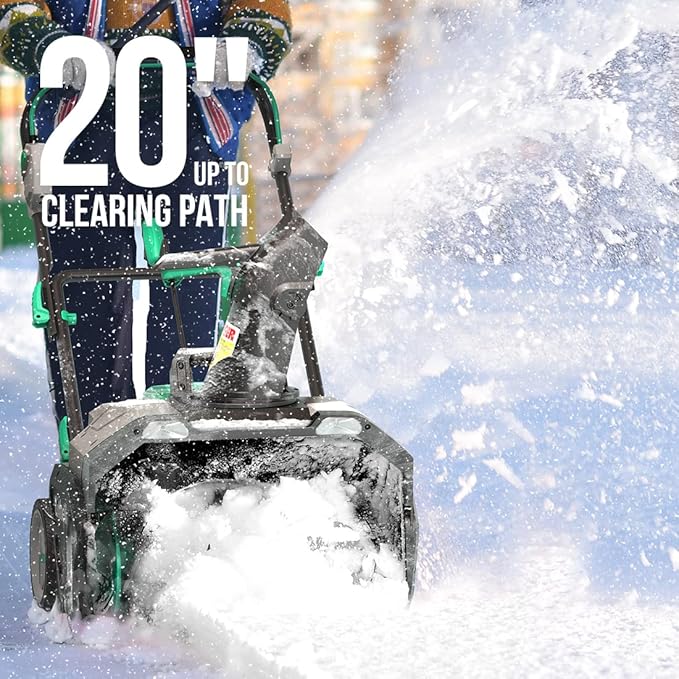 Litheli Cordless Snow Blower, 40V 20-Inch Single-Stage Battery-Powered Snow Thrower with Brushless Motor, 2 Headlights, 180° Rotating Chute & 45° Adjustable Deflector, 4Ah Li-ion Battery & Charger