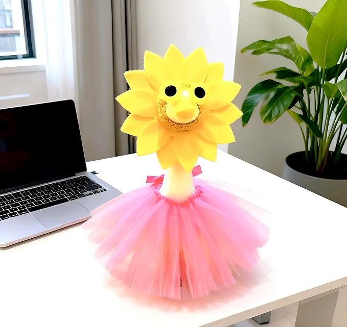 3 Pcs Pink Tulle Skirt Porch Goose Outfits,Cute Goose Outfit, Sunflower Headpiece Glasses TulleSkirt for 17" Lawn Goose Garden Yard Patio Garden Goose Statue and Christmas & Halloween