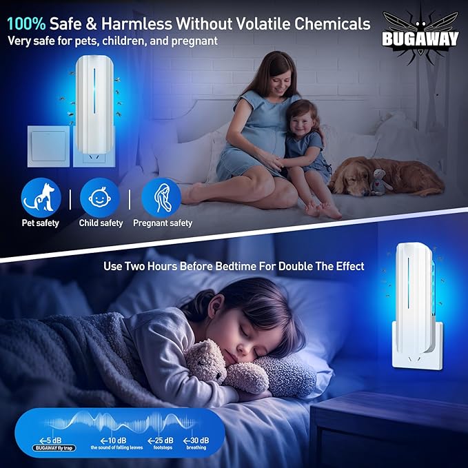 Fruit Fly Traps for Indoors, 10 Sticky Refills Flying Insect Trap Plug in Mosquito Bug Zapper Indoor for Home, Moths Catcher Gnats Traps for House with 9w Blue & UV Light