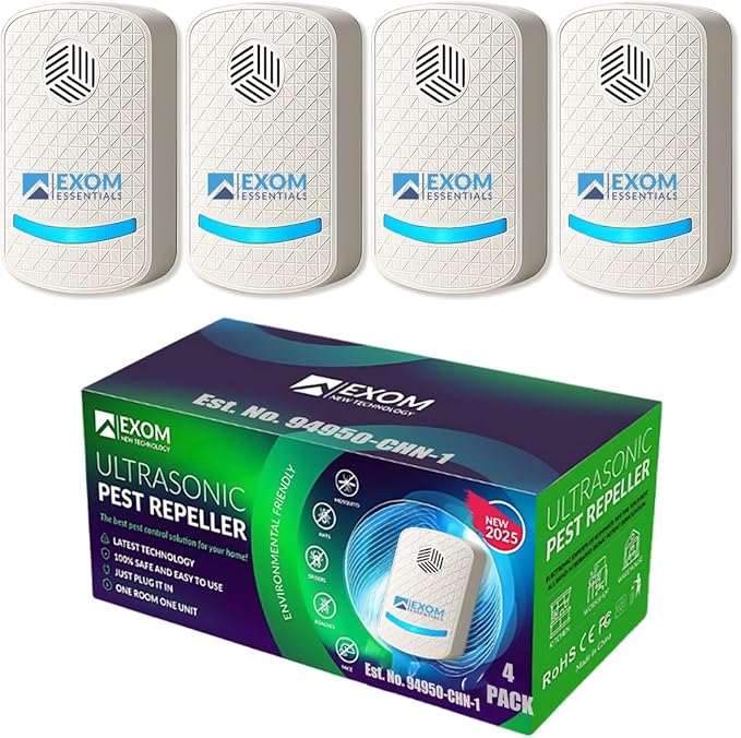 T-24, Ultrasonic Pest Repeller Wall Plug-in Most Effective Than Repellents - Get Rid of - Rodents, Squirrels, Mice, Rats, Bats, Roaches, Ants, Spiders, Bed Bugs, Мosquito, Insects, Fleas (4 Pack)