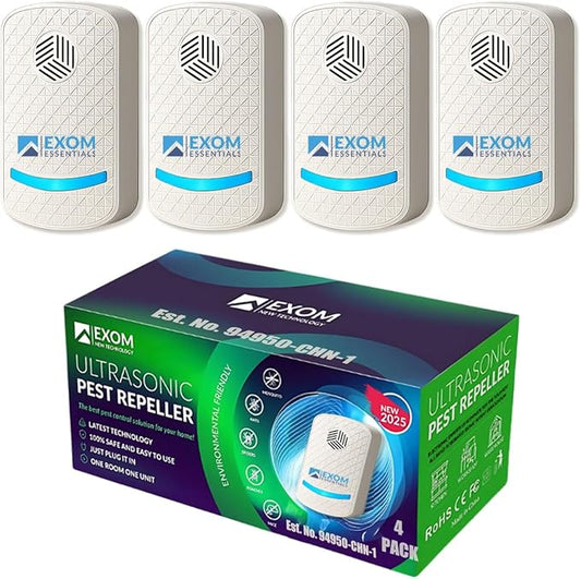 T-24, Ultrasonic Pest Repeller Wall Plug-in Most Effective Than Repellents - Get Rid of - Rodents, Squirrels, Mice, Rats, Bats, Roaches, Ants, Spiders, Bed Bugs, Мosquito, Insects, Fleas (4 Pack)