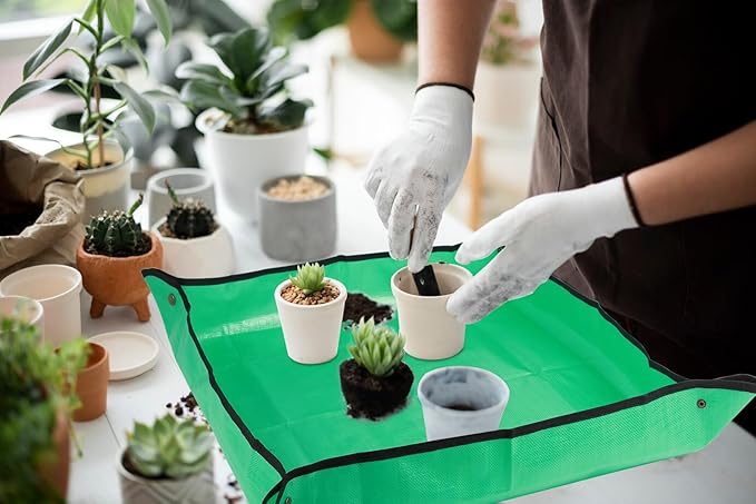 30" X 30" Large Plant Repotting Mat for Indoor Plants Potting Soil, Foldable Waterproof Plant Repotting/Potting Tray, Potting Mat for House Plants Succulents Gardening Tools Gifts for Gardener