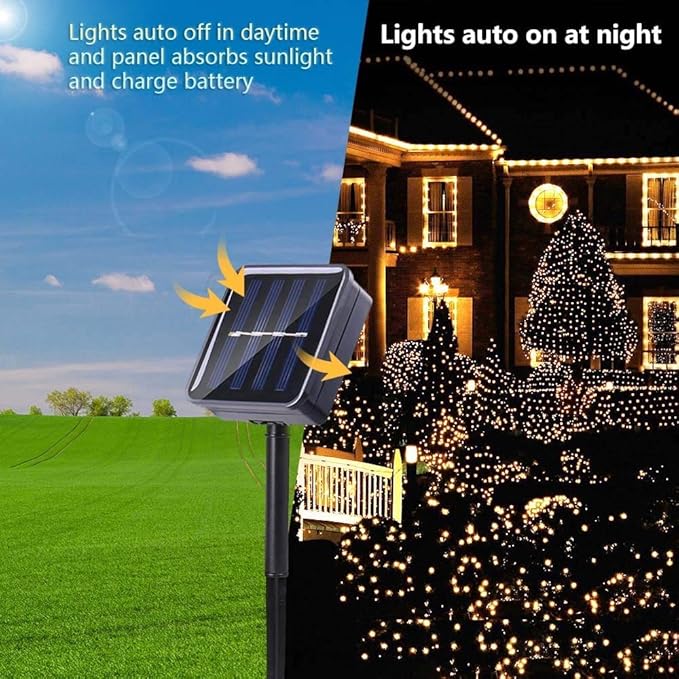 Joomer Solar Christmas Lights Outdoor, 4 Pack Total 156FT 400LED 8 Lighting Modes Solar String Lights Waterproof Fairy Tree Lights for Garden Yard Patio Christmas Decoration (Warm White)