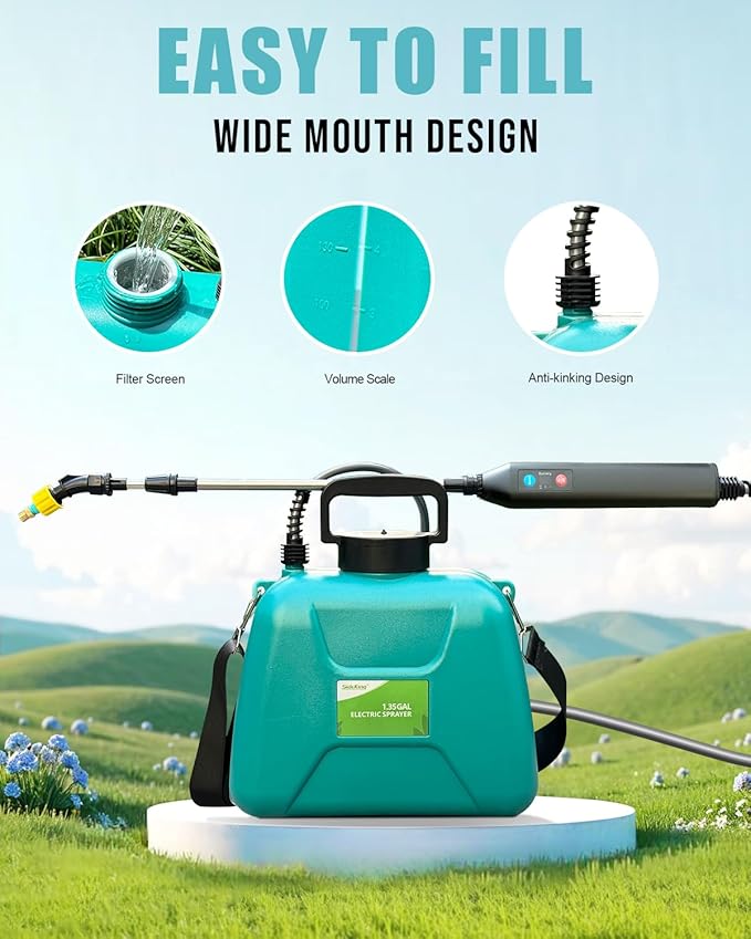 Battery Powered Sprayer 1.3 Gallon, Lightweight Electric Garden Sprayers in Lawn and Garden, 3 Mode Automatic Cordless Weed Sprayer for Yard, Pesticide, Watering, Cleaning