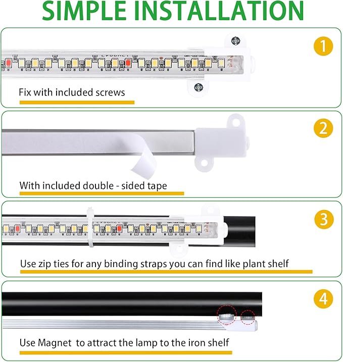 Two Strip Growing Lamp for Indoor Plants, Red & 3000K & 6000K Full Spectrum LED Grow Light Strips with Auto ON/Off 3/9/12H Timer,10 Dimmable Levels for Green House Succulent (13 in)