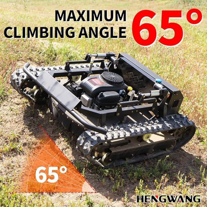 Robotic Remote Control Lawn Mower 22HP 65° Climbing Adjustable Mowing Height Track Drive All Terrain Grass Cutter Yard Mower (HW 608 90L)