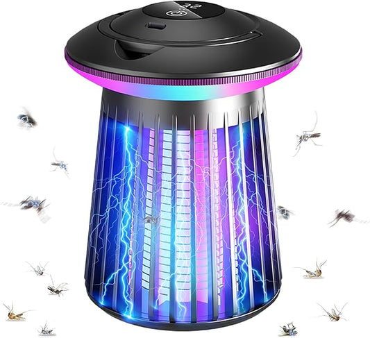 2025 Upgraded Mosquito Killer Lamp, 4200V Electric Bug Zapper for Indoor & Outdoor, Rechargeable LED Night Light - Safe for Baby & Family, Camping, Backyard, Terrace