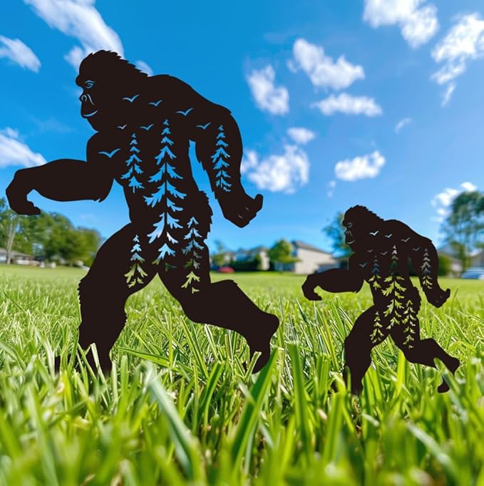 Bigfoot Yard Decor for Outside, Black Metal Sasquatch Decorative Garden Stakes, Bigfoot Silhouette Garden Decor Art, Big Foot Sasquatch Gifts for Men/Women, Big Foot Yard Decorations Outdoor