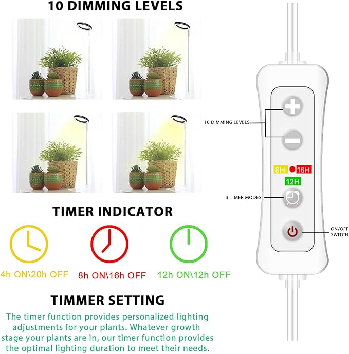 yadoker Plant Grow Light, LED Growing Light Full Spectrum for Indoor Plants,Height Adjustable, Automatic Timer, 5V Low Safe Voltage,Idea for Small Plant Ligh Sunflower Yellow YD-9YELLOW-8-1P