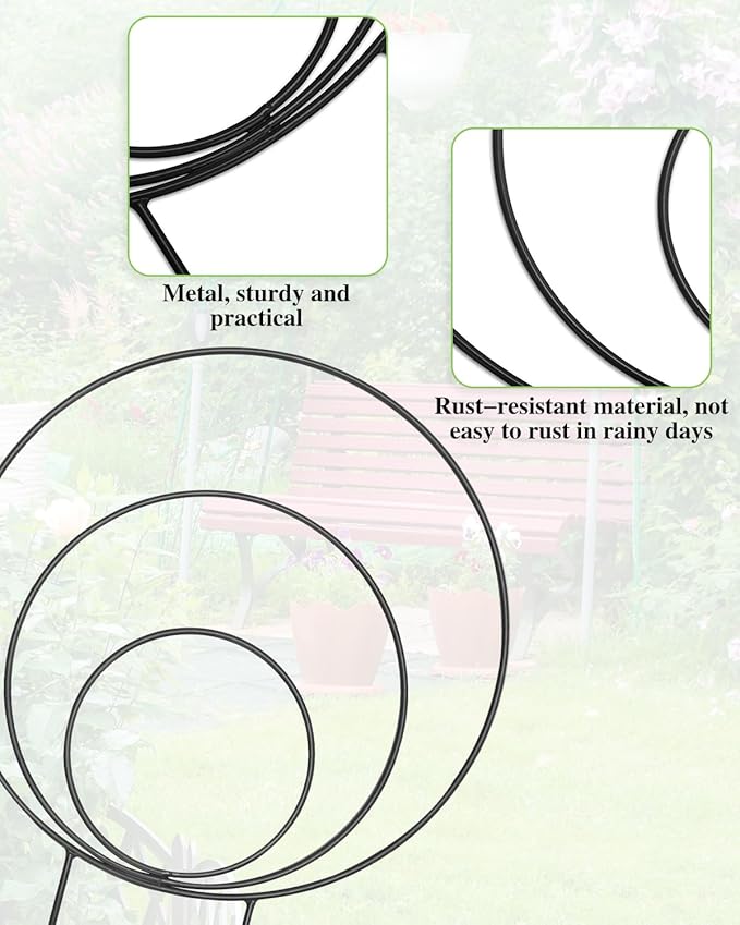 3 Pcs Different Sizes Metal Hoya Trellis, Small Round Indoor Plant Trellis for Potted Plants Climbing, Black Unique Houseplant Trellis for Vine Ivy Flower Plant Support