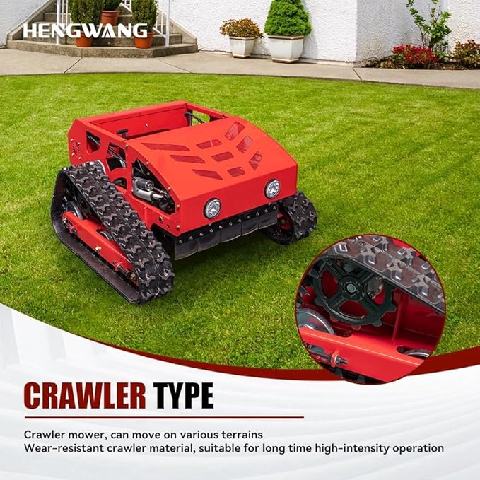 Remote Control Lawn Mower 9HP Electric Start 45° Climbing Adjustable Mowing Height Track Drive All Terrain Grass Cutter Yard Intelligent Mower (HW-224-55L)