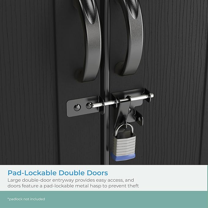 Suncast Vista 7' x 4' Outdoor Storage Shed with Pad-Lockable Double Doors and IllumiVent System, All-Weather Shed for Yard Storage, Brown, Made in The USA