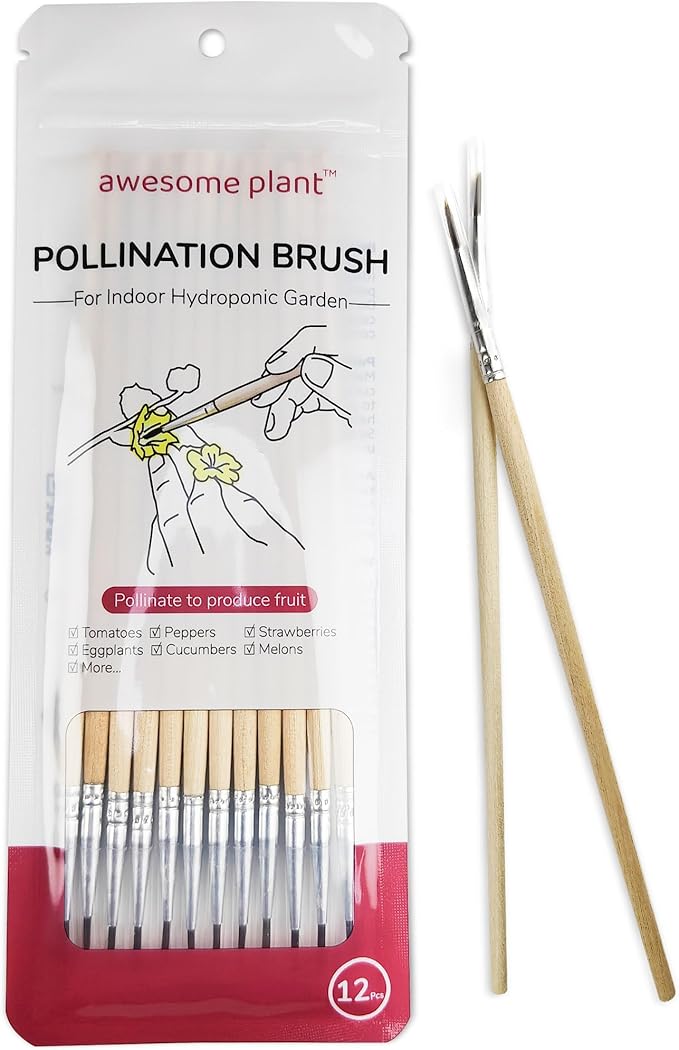 12 Pcs Pollination Brush for Indoor Hydroponic Gardens, Pollinator Tool for Aerogarden Ahopegarden and all Hydroponics Growing System Kit, Use on Tomatoes, Peppers, Strawberries and More