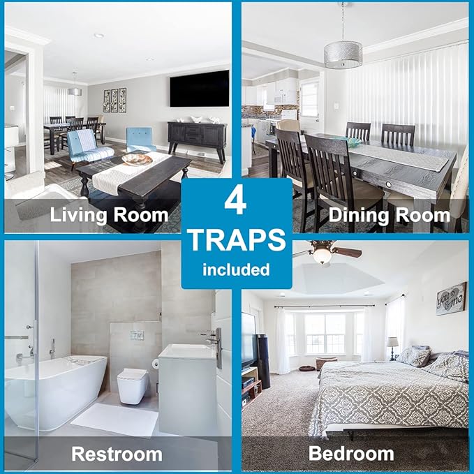 Garsum Window Fly Traps Indoor, Fly Paper Bug Sticky Strips, House Fly Killer Window Decal Non-Toxic,4 Pcs per Pack Total 12 Pieces