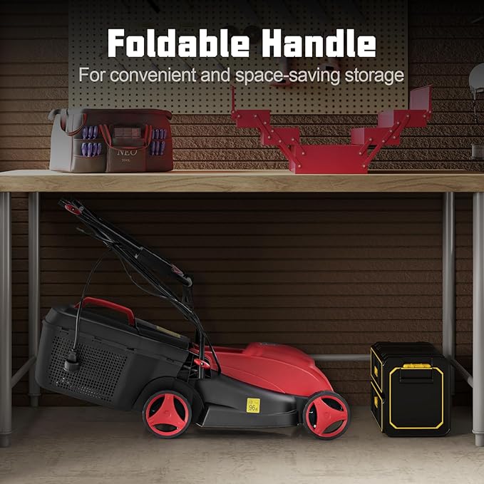 Electric Lawn Mower, 13" Corded Lawnmower with 10 Amp Copper Motor, 6.6-Gallon Grass Collection Box & 3-Position Heights, Push Lawn Mower Electric De-Thatcher for Garden & Farmyard (Red)