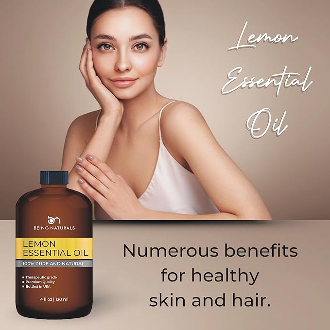 Lemon Essential Oil - Huge 4 FL OZ - 100% Pure & Natural – Premium Natural Oil with Glass Dropper (Lemon Oil)