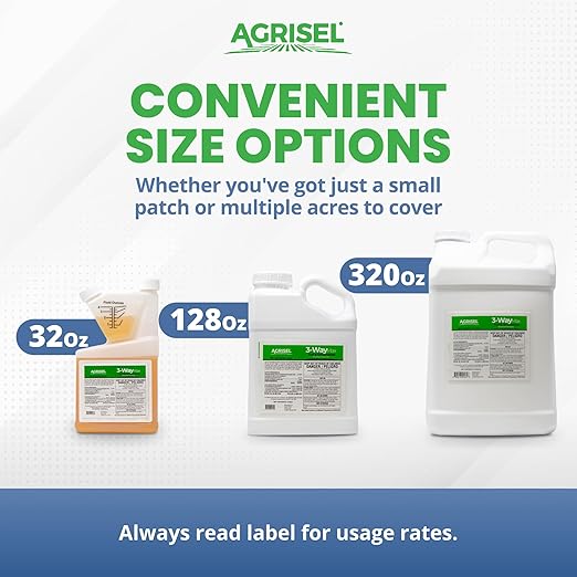 3 Way Max Weed Killer, Eliminate 50+ Weeds, Safe on Grass, Weed Spray, Pet Safe, Low Odor, Easy Mixing, Includes 3-Pack of Agrisel Protective Gloves, 128 Ounces