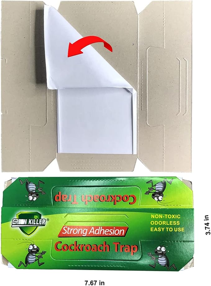 Cockroach Trap Roach Killer Indoor Home Non-Toxic Sticky Bug Glue Trap for Roach, Ants, Spiders, Bugs, Beetles, Crickets (10 Pack)