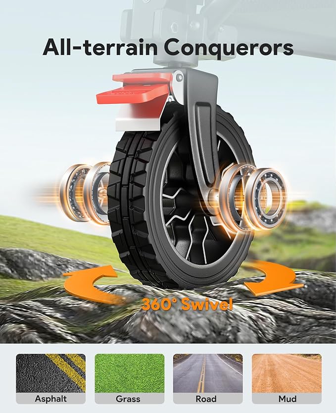 Wagons Carts Foldable, Collapsible Foldable Wagon 330lbs Capacity, 180L Large Capacity Foldable Wagon with All-Terrain Wheels,Heavy Duty Utility Wagon Cart with Brakes for Beach Camping Shopping, Grey