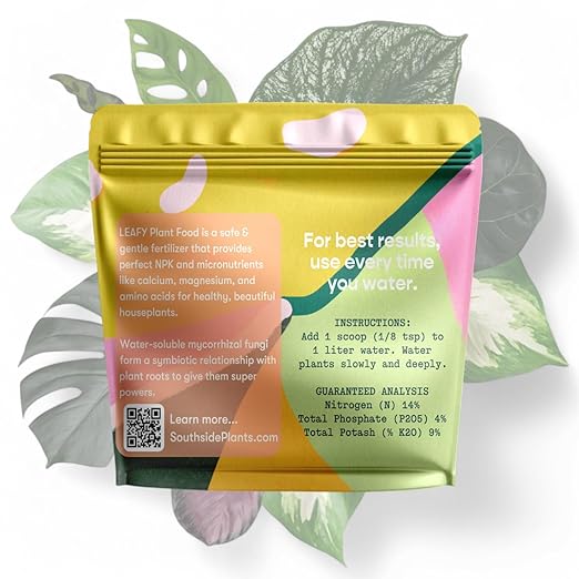 Leafy Plant Food with Mycorrhizal Fungi - Use Year-Round - Makes 200 Liters Gentle Houseplant Fertilizer for Indoor Potted Plants