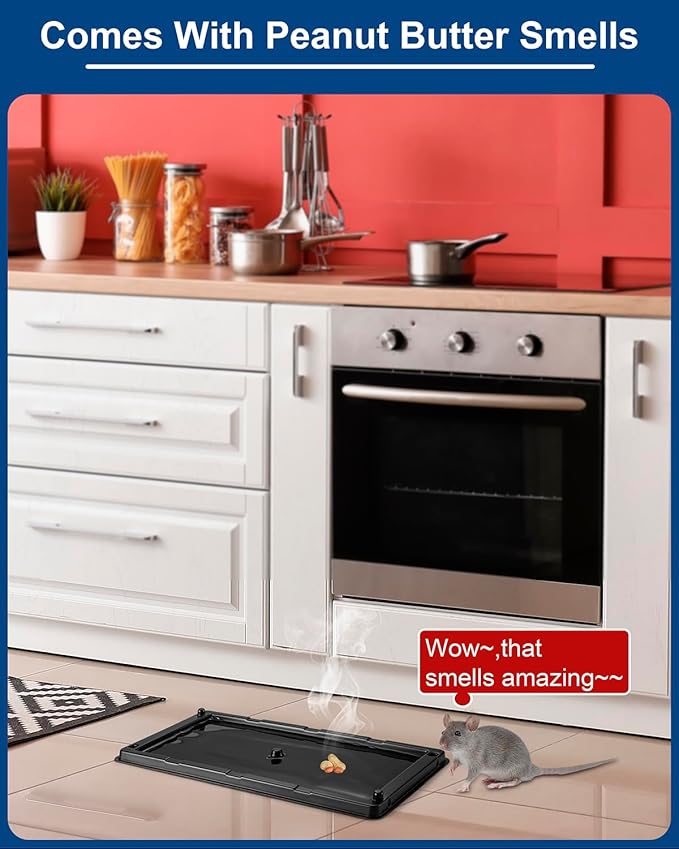 Rat & Mouse Glue-Traps 12 Pack, Large Bulk Traps, Indoor for Home, Pre-Scented Adhesive Plastic Tray Inside House, Snake, Mice, Spider Pet Safe