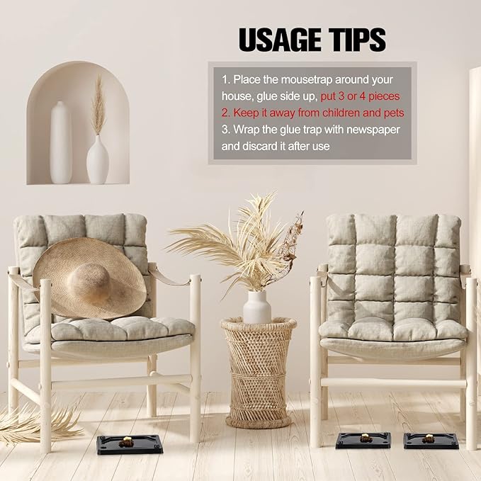 Qualirey 64 Pieces Mouse and Insect Glue Traps Heavier Sticky Traps with Non-Toxic Glue for Mice and Insects, Pet and Children Safe (3 x 5 Inch)