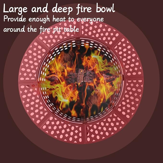 42 Inch Fire Pit with 2 Grills, Extra Large Wood Burning Fire Pits for Outside with Lid & Poker, Heavy Duty Firepit,BBQ& Outdoor Firepit & Round Metal Table 3 in 1 for Patio, Picnic, Party