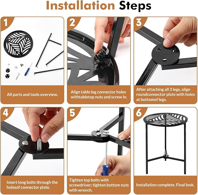2 Packs 13" Metal Outdoor Side Tables Small Black Outside End Table for Patio Round Accent Corner Stand for Small Spaces Weather-Resistant Coffee Table for Balcony Porch Plant Stand, Starlight