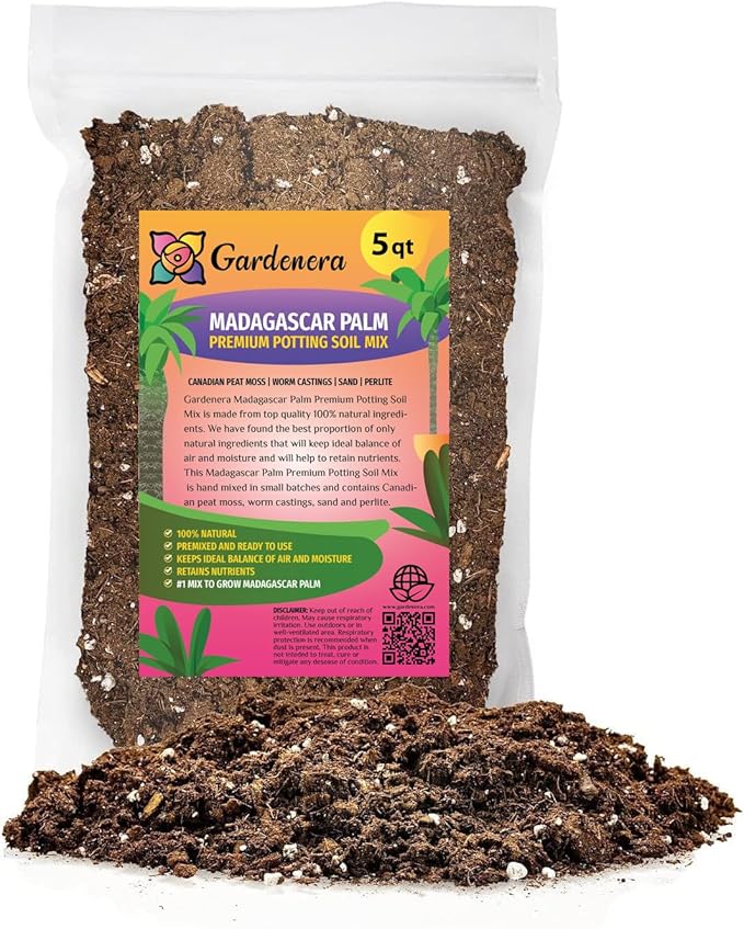 Premium Madagascar Palm Plant Soil Mix by Gardenera - Stimulate Growth and Elevate Natural Beauty with Nourishing Formula - 5 Quart