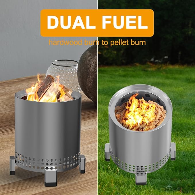 KEESHA 2PCS Pellet Adapter for Solo Stove Campfire and Mesa XL Fire Pit Dual Fuel Wood and Pellet Converter Prevents Pellet Dropping, Extends Burn Time Stainless Steel, 2mm Thickness (Dia:6.22 in)