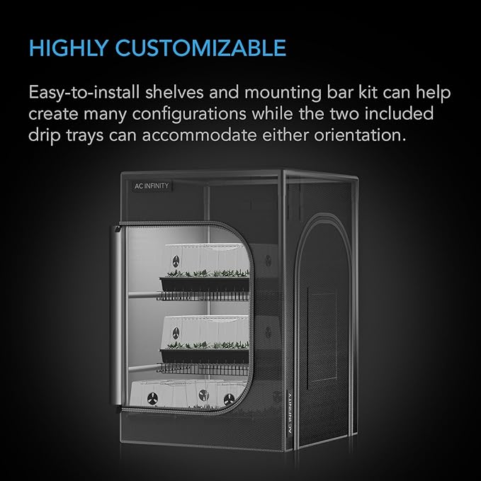 AC Infinity CLOUDLAB Advance Propagation Grow Tent, 24"x24"x36" with Support CFM Bars and Shelf Racks, 2000D Diamond Mylar Canvas, for Germination, Cloning, Mushrooms, Early Indoor Plant Growing