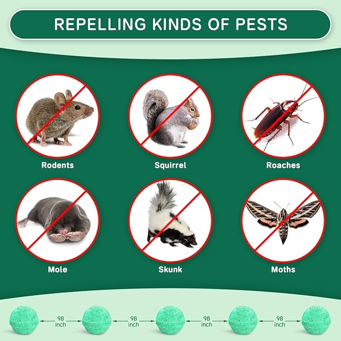 Rodent Mice Repellent, 28 PCS Peppermint Oil Moth Balls for Mouse Rats Deterrent, Natural Pest Control Balls for Skunk, Mole, Squirrel, Safe for Humans & Pets, Indoor and Outdoor Use