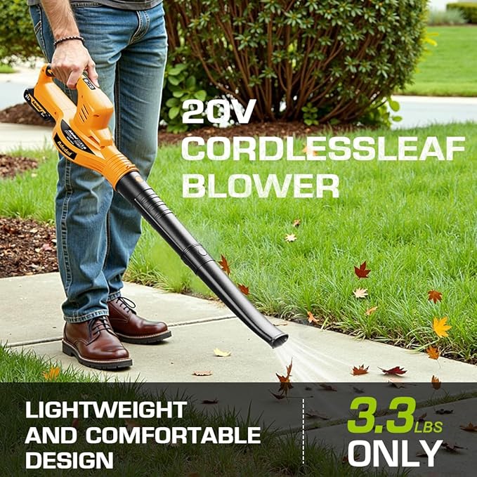 20V Cordless Leaf Blower, 150MPH Handheld Blower with 2 Batteries & Charger, Variable Speed Small Electric Leaf Blowers for Yard, Lawn Care, Garden, Patio, and Driveway Cleaning
