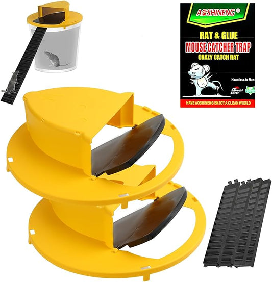Mouse Trap Bucket Adapted to 5 Gallon Bucket Lid Rat Trap Automatic Reset for Indoor Outdoor Use Reusable (2PCS+STIKER)