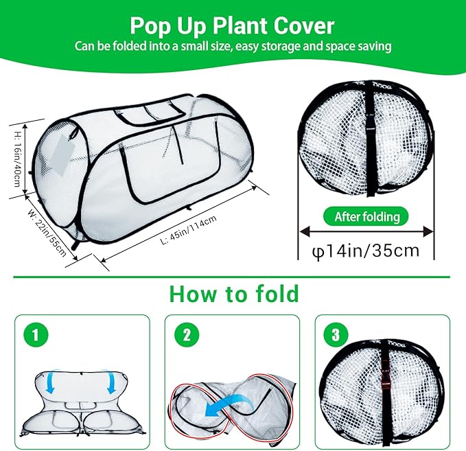 Garden Covers for Raised Beds, Pop Up Raised Garden Bed Cover, Garden Row Plants Cover Accelerator, Greenhouse Cover for Protecting Seedlings Fruits Vegetable Rows 45" L x 22" W x 16" H(2 Pack)