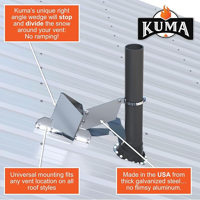 Kuma Snow Destroyer for Vents. USA Made. Universal Fit. Lifetime Protection for 2-5" Pipes and Satellite Dishes