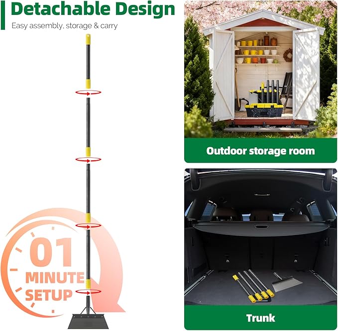 Floor Scraper Long Handle - Ice Removal Tool, Multifunctional Garden Cleaning Flat Shovel, 74" Weed Scraper Heavy Duty Sharp Blade for Lawn Edging,Sidewalk Weeding,Driveway Steps Snow Shovel