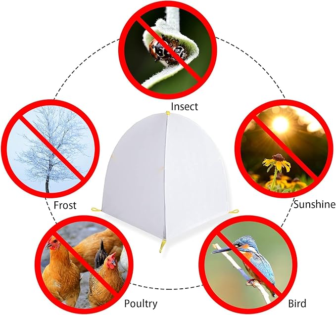 DECOHS 2 Pcs 22 x 22 x 23 Inch Winter Shrub Cover -Winter Snow & Frost Covers with Stakes -Warm Plant Protection Tent Protecting Fruit Tree Potted Plants from Freezing Animals Eating